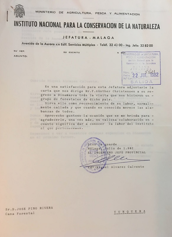 Oficio de 22/07/1982, adjuntando carta de Günther Christensen a su regreso a Dinamarca.