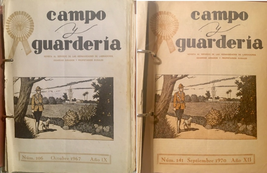 Colección de ejemplares de 'Campo y Guardería' publicados entre octubre de 1967 y noviembre de 1970.