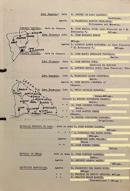Directorio forestal de agentes y celadores del ICONA-Málaga en diciembre de 1980 (hoja cuatro).