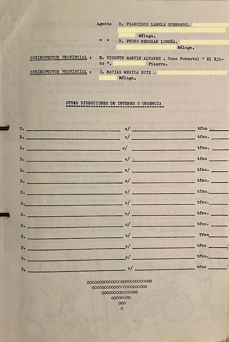 Directorio forestal de agentes y celadores del ICONA-Málaga en diciembre de 1980 (hoja cinco y última).