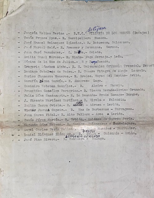 Listado de participantes del Curso de Guardas de Reservas Nacionales de Caza de la Escuela de Caza de Toledo (1979).