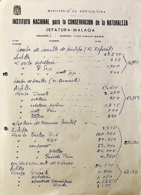 Hoja con el resumen de trabajos del 16-31/01/1977 en los montes de Yunquera. Hoja tres de cuatro.