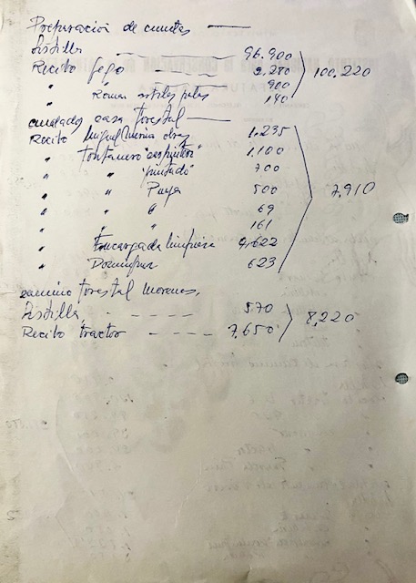 Hoja con el resumen de trabajos del 16-31/01/1977 en los montes de Yunquera. Hoja cuatro de cuatro.