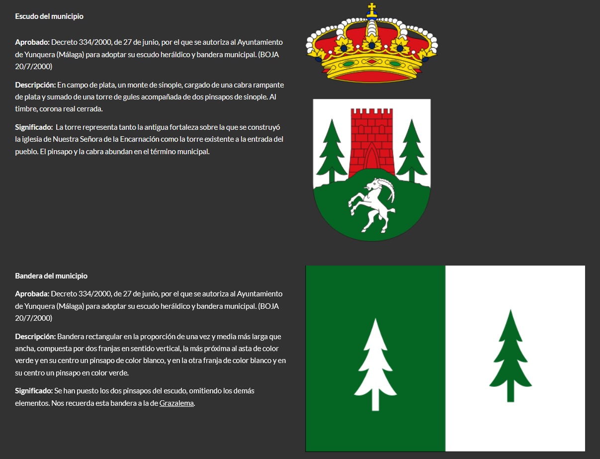 Escudo y bandera de Yunquera (Málaga).