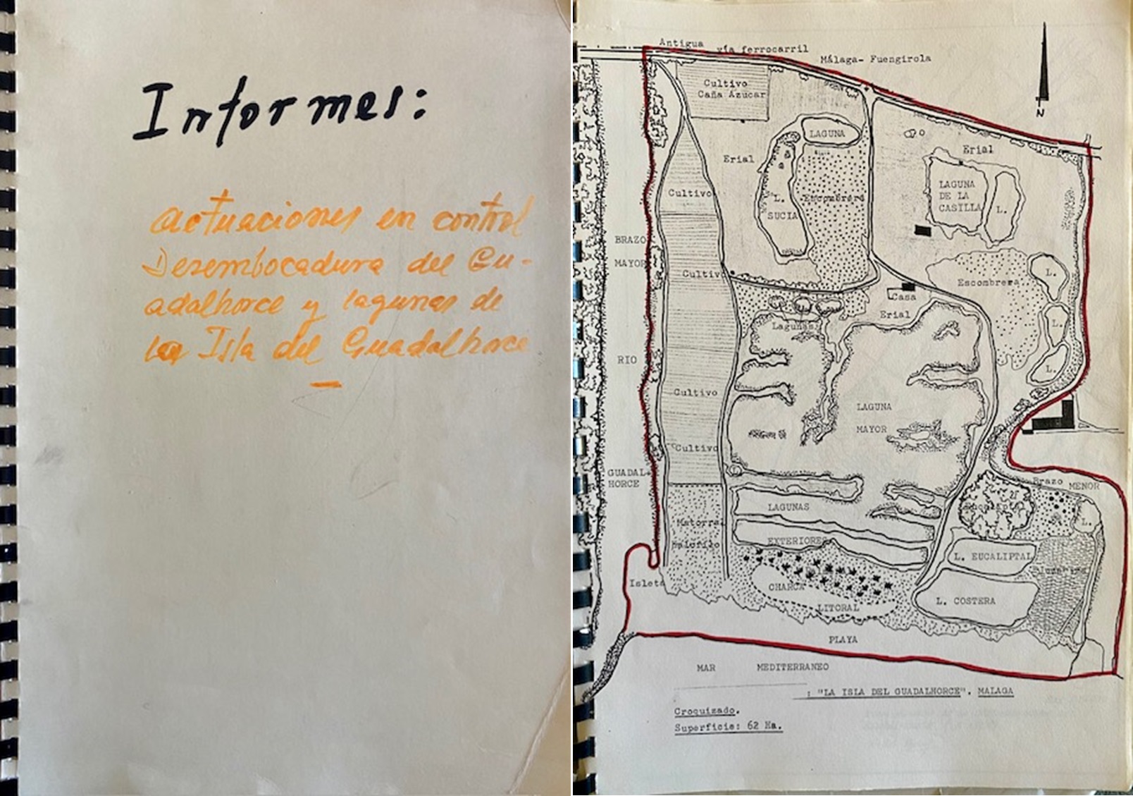 Cuaderno de informes de actuaciones de control en el Paraje Natural de la Desembocadura del Guadalhorce (1988-1991).